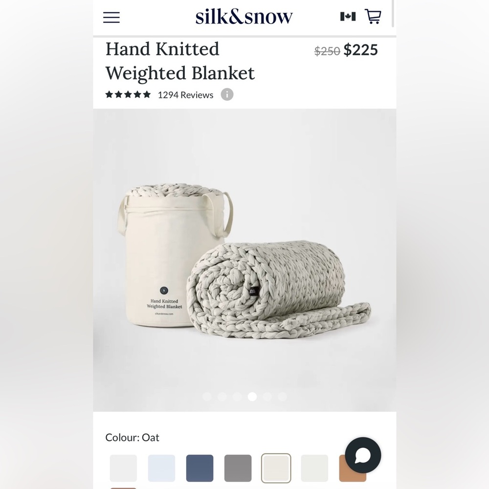$254.25 Silk&Snow 12lbs Hand Knitted Weighted Blanket, Oat